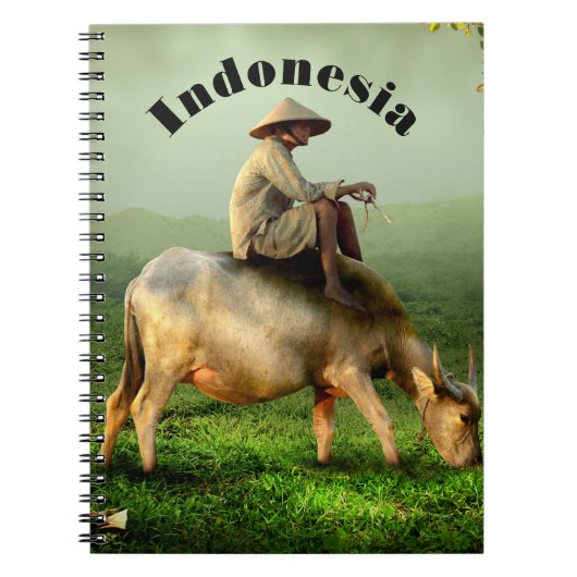 Indonesië Schilderachtig landschap met buffel en b Notitieboek (Voorkant)