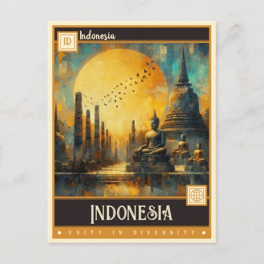 Indonesië |  schilderij briefkaart (Voorkant)