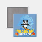 Indonesië Surfing Panda Magneet (Voorkant / Achterkant)