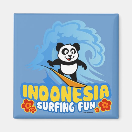 Indonesië Surfing Panda Magneet (Voorkant)