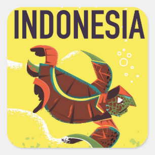 Indonesië Vintage Reisposter Print Vierkante Sticker