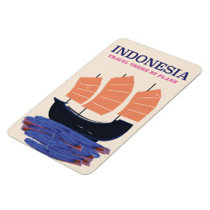 Indonesië vintage stijl reisposter magneet