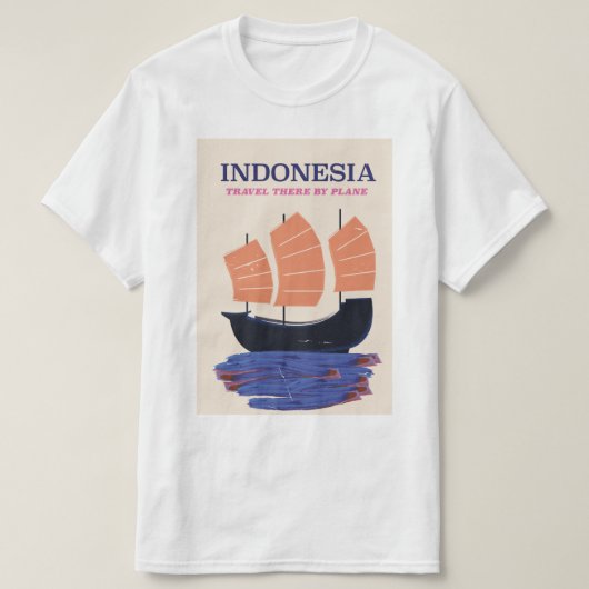 Indonesië vintage stijl reisposter t-shirt (Design voorkant)