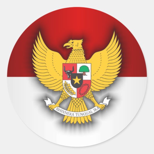 Indonesië Vlag en Embleem Ronde Sticker (Voorkant)