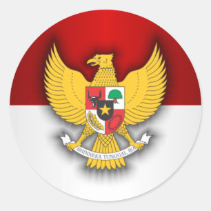 Indonesië Vlag en Embleem Ronde Sticker