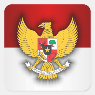Indonesië Vlag en Embleem Vierkante Sticker