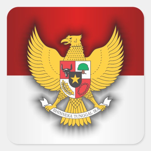 Indonesië Vlag en Embleem Vierkante Sticker (Voorkant)