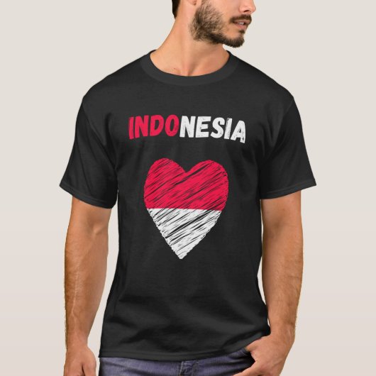 Indonesië Vlag Holiday Indonesië Heart Indonesisch T-shirt (Voorkant)