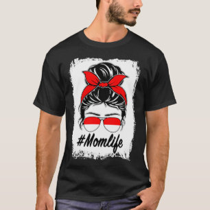 Indonesië Vlag Indonesisch Moeder Messy Bun Moeder T-shirt