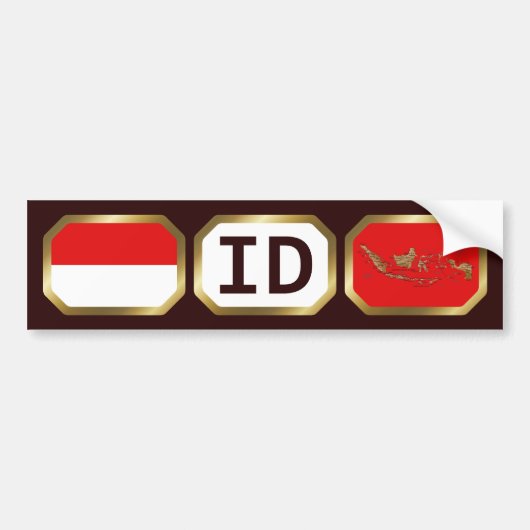 Indonesië Vlag Kaart Code Bumpersticker (Voorkant)