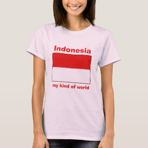 Indonesië Vlag + Kaart + Tekst T-shirt