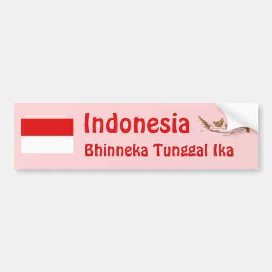 Indonesië Vlag + Landkaart Bumpersticker (Voorkant)
