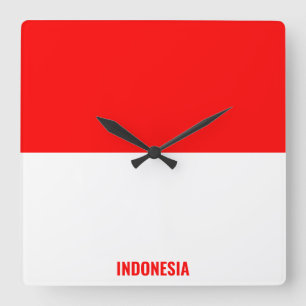 Indonesië Vlag oogverblindend patriottisch Vierkante Klok