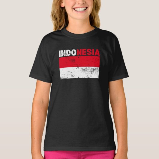Indonesië Vlag Vintage T-Shirt (Voorkant)