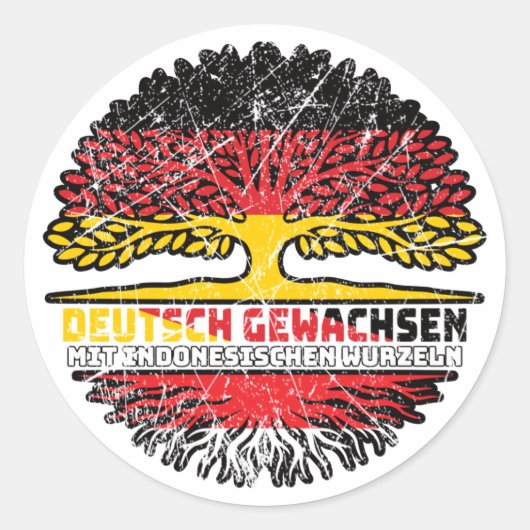 Indonesien Deutsch Deutschland Baum Ronde Sticker (Voorkant)