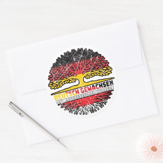 Indonesien Deutsch Deutschland Baum Ronde Sticker (Envelop)