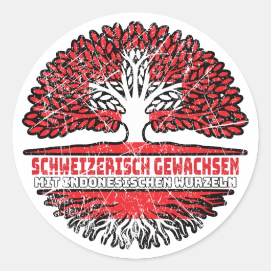 Indonesien indonesisch Schweizer Schweiz Baum Ronde Sticker (Voorkant)
