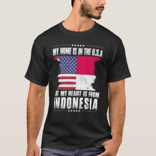 Indonesisch Amerikaans patriot groeit roodhuisdier T-shirt