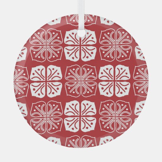 Indonesisch Batik Kawung Gurda Design Glas Ornament (Voorkant)