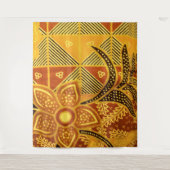 Indonesisch Bruin Batik Bloemen Wandtapijt Wandkleed (Voorkant)