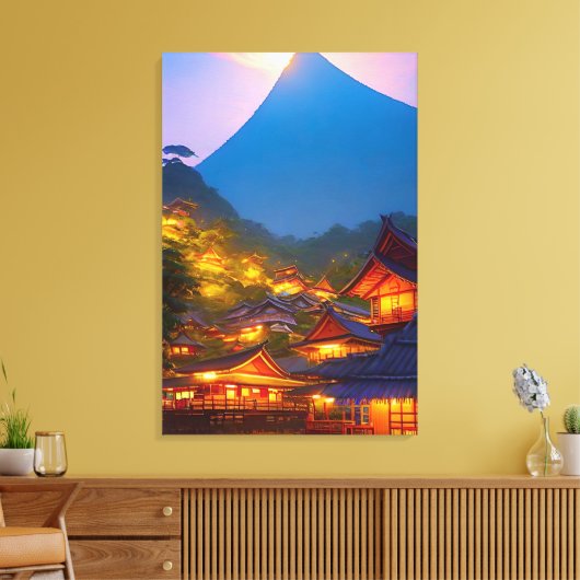 Indonesisch dorp bij zonsondergang  canvas afdruk (Insitu (Woonkamer))