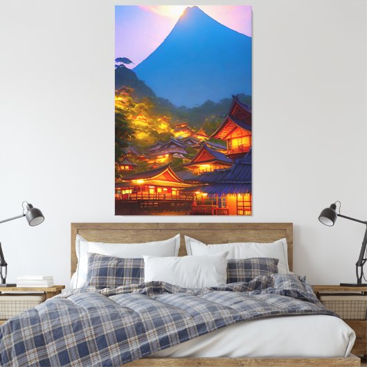 Indonesisch dorp zonsondergang canvas afdruk (Insitu (Slaapkamer))