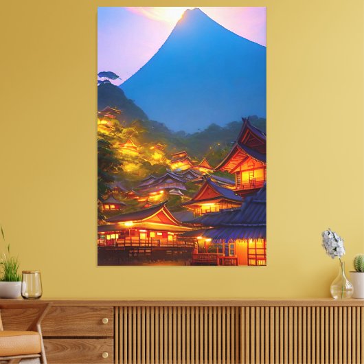 Indonesisch dorp zonsondergang canvas afdruk (Insitu (Woonkamer))