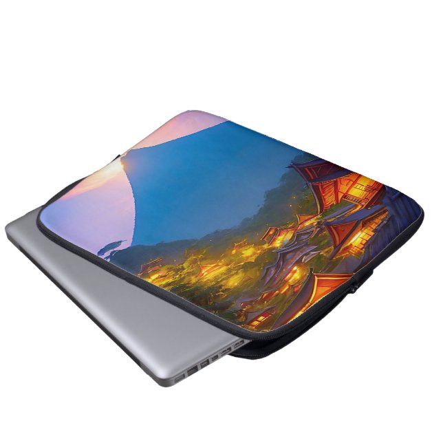 Indonesisch dorpszonsondergang  laptop sleeve (Voorkant onderkant)