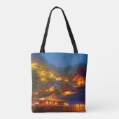 Indonesisch dorpszonsondergang tote bag (Achterkant)