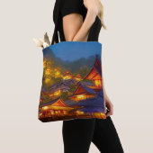 Indonesisch dorpszonsondergang tote bag (Dichtbij)