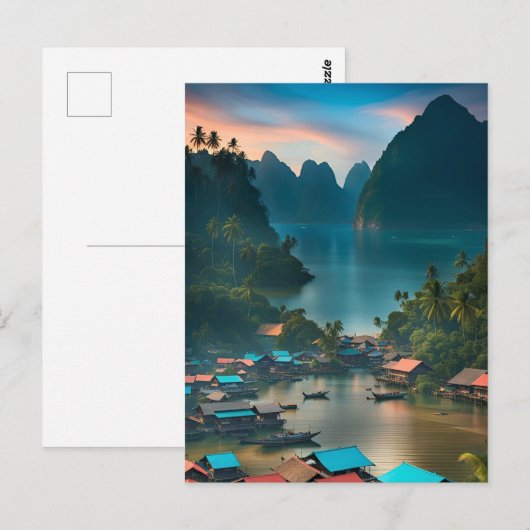 Indonesisch Gevist dorp Briefkaart (Voorkant / Achterkant)