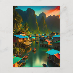 Indonesisch klein Gevist dorp Briefkaart
