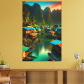 Indonesisch klein vissersdorp canvas afdruk (Insitu (Woonkamer))