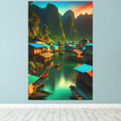 Indonesisch klein vissersdorp canvas afdruk (Insitu (Houten vloer))