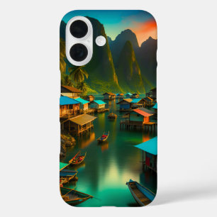 Indonesisch klein vissersdorp iPhone 16 hoesje