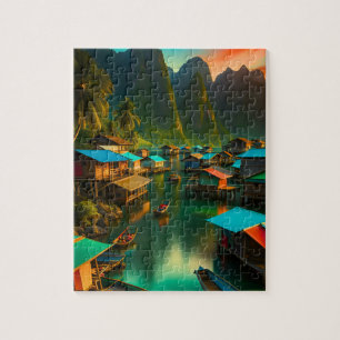 Indonesisch klein vissersdorp legpuzzel