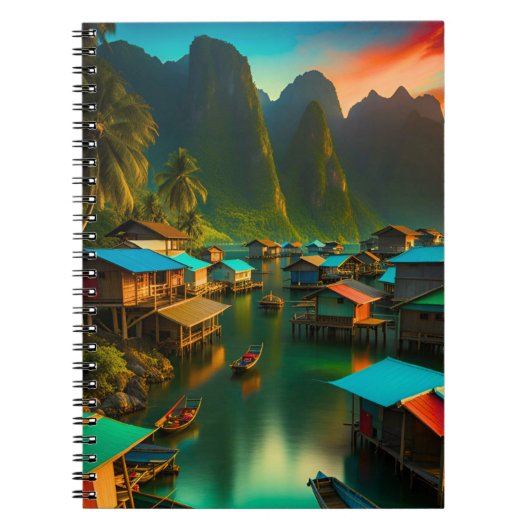 Indonesisch klein vissersdorp notitieboek (Voorkant)