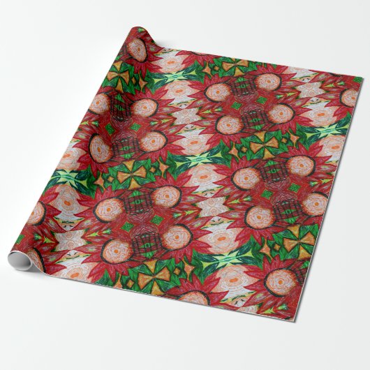 Indonesisch rood cadeaupapier (Uitgerold)
