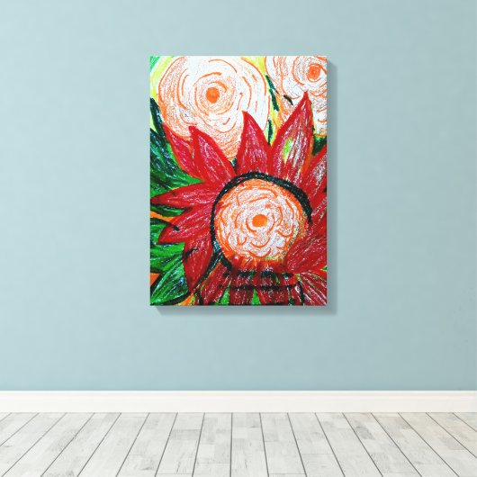 Indonesisch rood canvas afdruk (Insitu (Houten vloer))