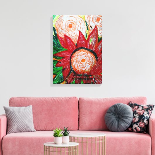 Indonesisch rood canvas afdruk (Insitu (Woonkamer))