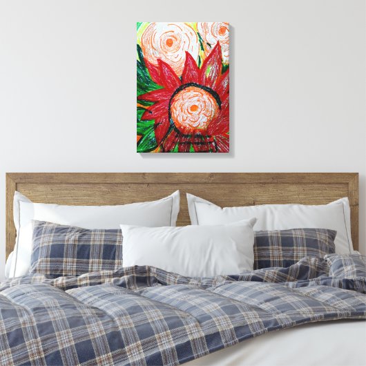 Indonesisch rood canvas afdruk (Insitu (Slaapkamer))