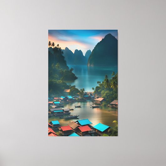 Indonesisch vissersdorp canvas afdruk (Voorkant)