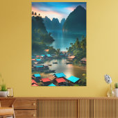 Indonesisch vissersdorp canvas afdruk (Insitu (Woonkamer))