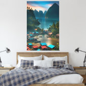 Indonesisch vissersdorp canvas afdruk (Insitu (Slaapkamer))