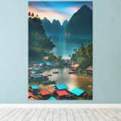 Indonesisch vissersdorp canvas afdruk (Insitu (Houten vloer))