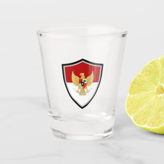 Indonesisch vlagembleem shot glas (Voorkant)