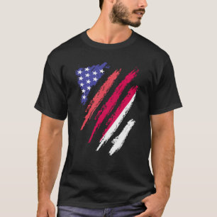 Indonesische Amerikaanse patriot groeit hartslag T-shirt