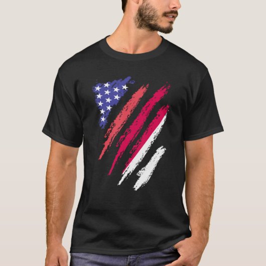 Indonesische Amerikaanse patriot groeit hartslag T-shirt (Voorkant)