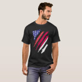 Indonesische Amerikaanse patriot groeit hartslag T-shirt (Voorkant volledig)