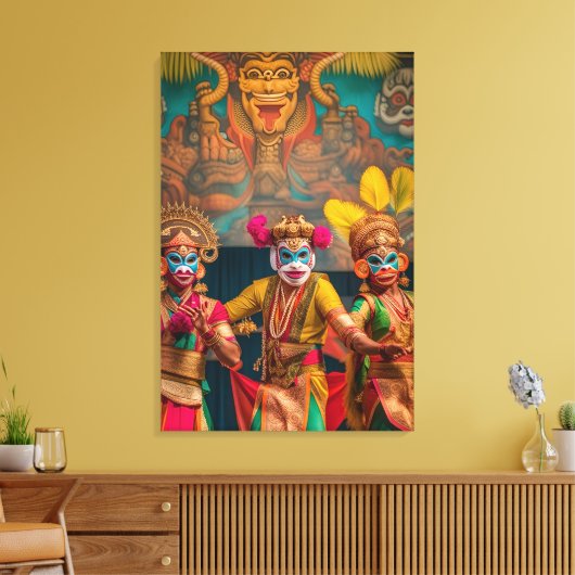 Indonesische Bali Gemaskerde Dansers  Canvas Afdruk (Insitu (Woonkamer))